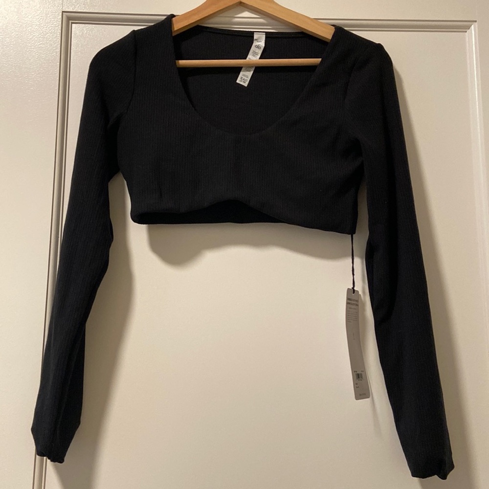 Alo yoga ribbed bra top, black, size M, NWT